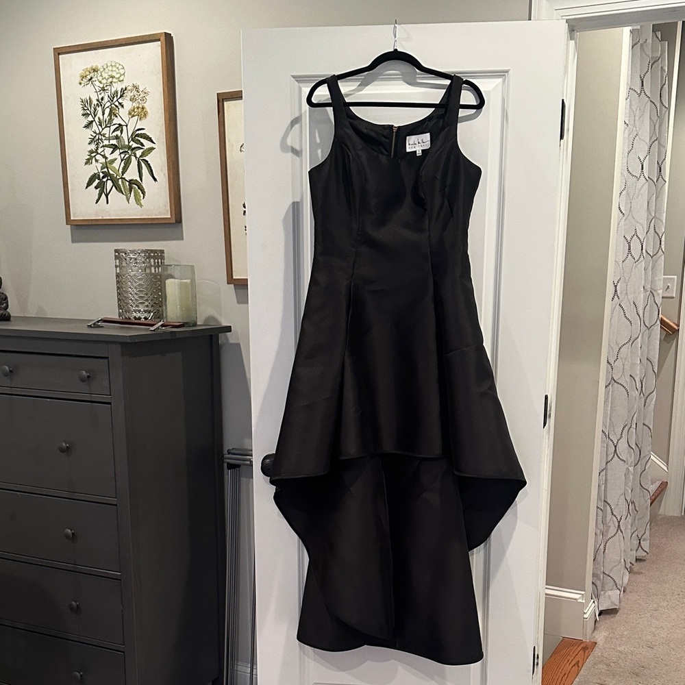 Nicole Miller Black High Low Satin Evening Dress *has been altered*